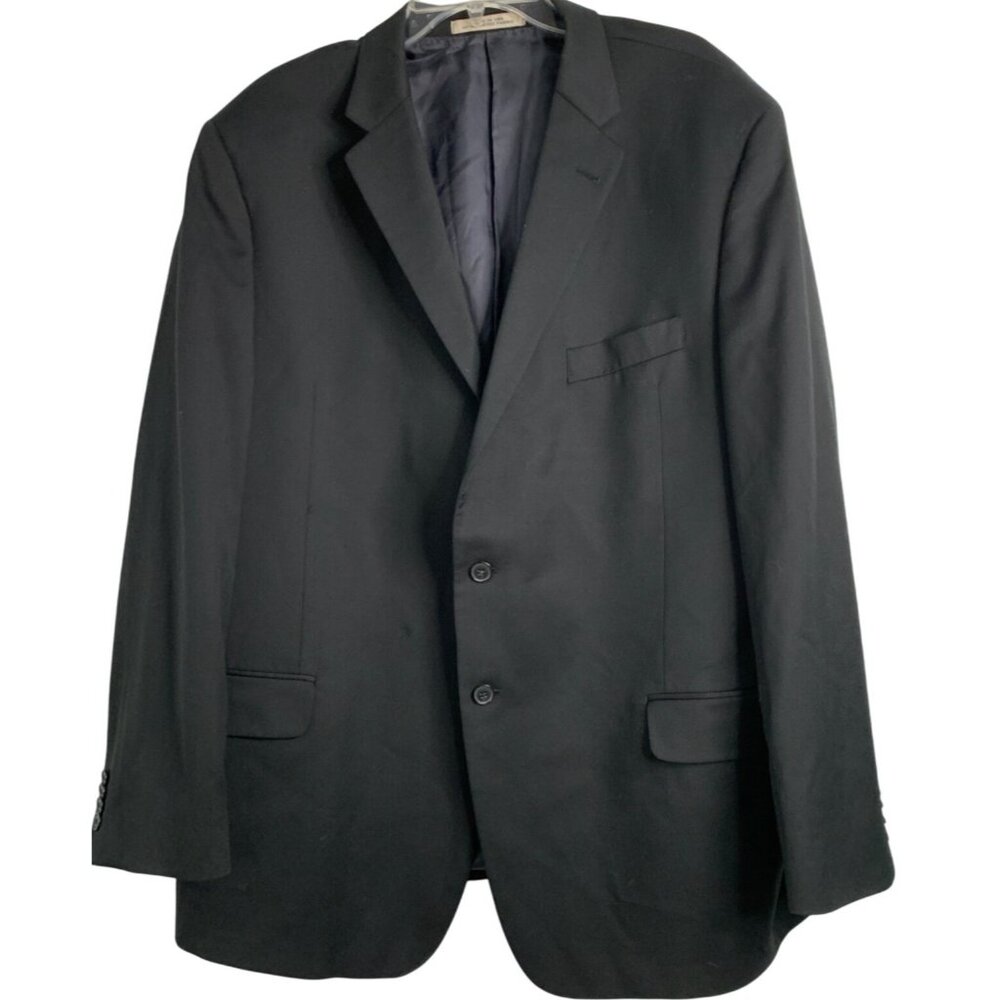 Joseph Abboud Mens Jet Black Blazer Jacket Size 48R Wool Super 110s 8905